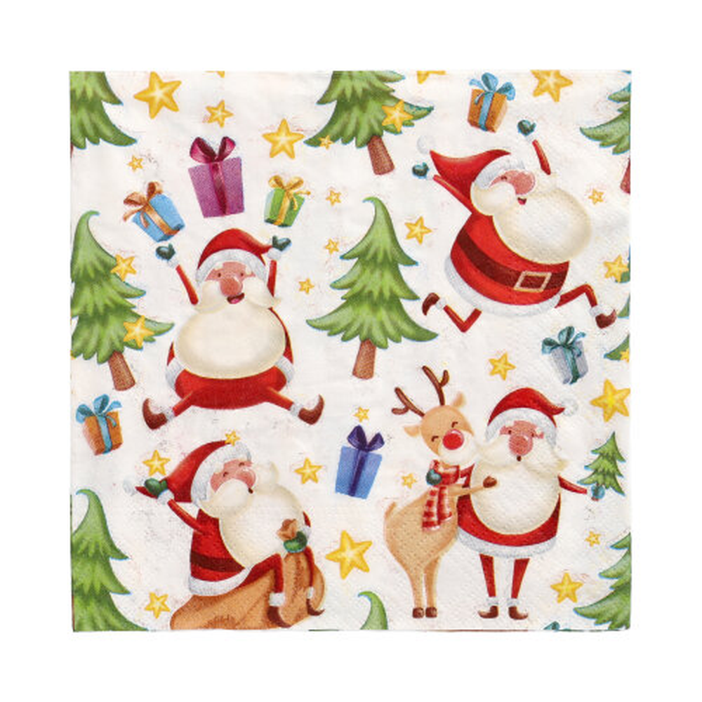 Papstar Servietten, 3-lagig 1/4-Falz 33 cm x 33 cm "Happy Santa"