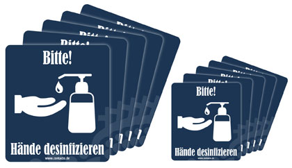 Contacto Schild ''Hände desinfizieren'' selbstklebend, 9 cm und 12 cm