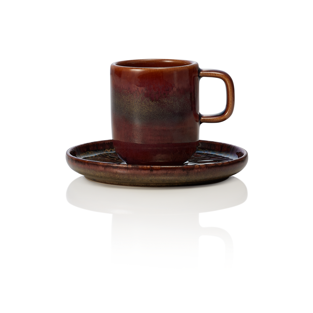 WAS Espresso- und Untertasse Set ROCKZZERO, 90 ml, Set á 6 Stück, amazonas, Stei