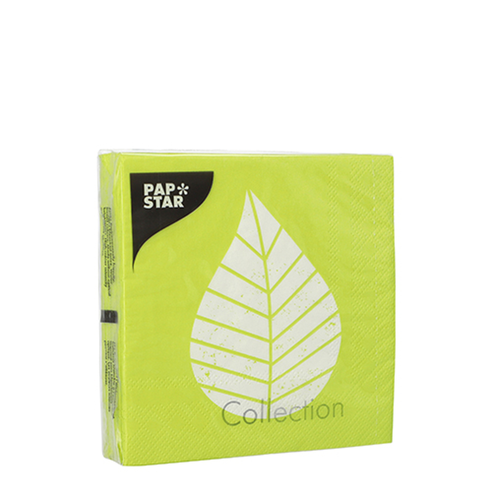 Papstar Servietten, 3-lagig 1/4-Falz 25 cm x 25 cm grün "Graphic Leaves"