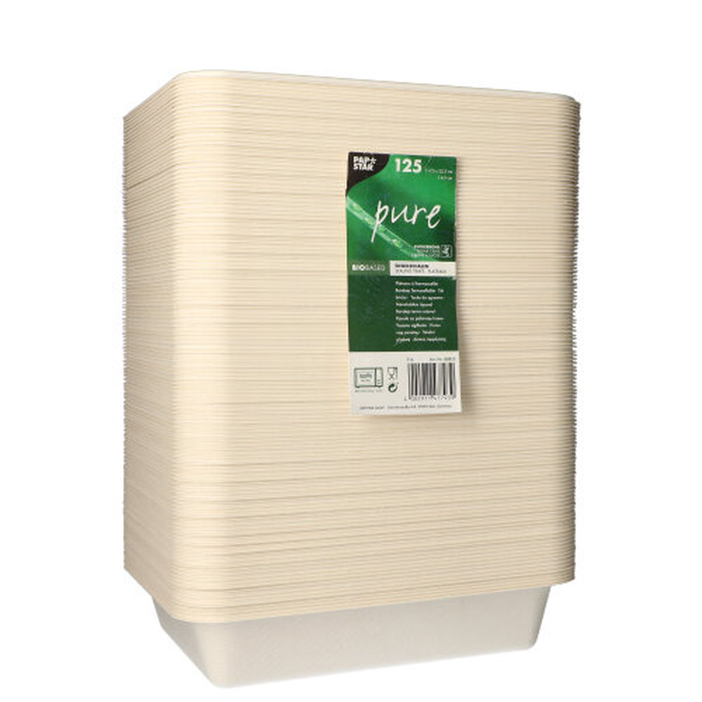 Papstar Siegelschalen Zuckerrohr 1300 ml 4,5 cm x 17,5 cm x 22,5 cm weiss