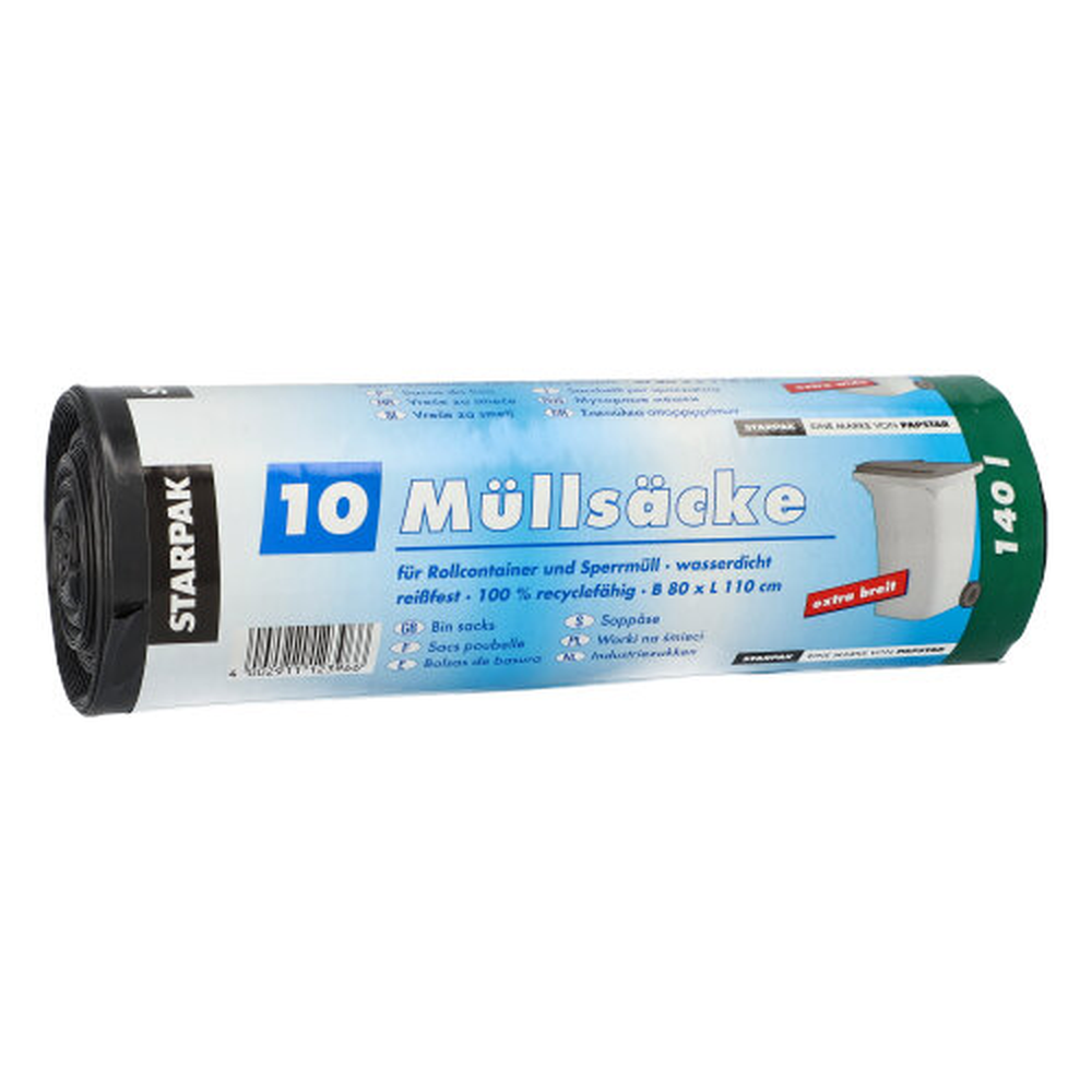 Papstar Müllsäcke, LDPE 140 l 110 cm x 80 cm schwarz