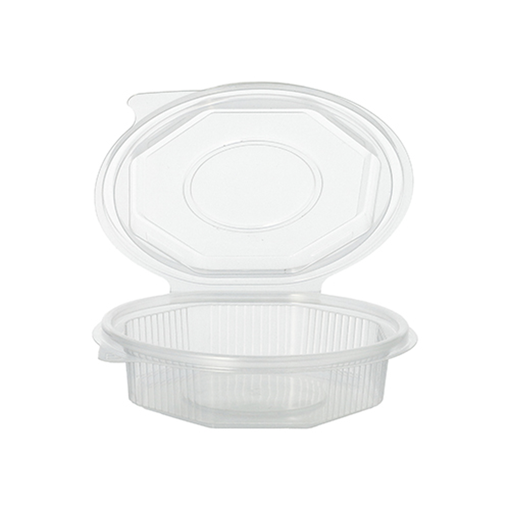 PAPSTAR Verpackungsbecher mit Klappdeckeln, PP 8-eckig 250 ml 2,8 cm x 11 cm