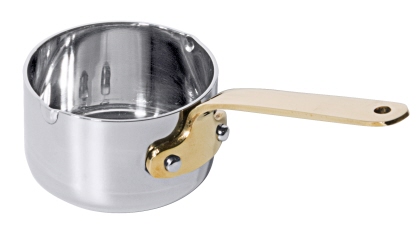 Contacto Stielkasserolle 9 cm flach Edelstahl mit Messinggriff