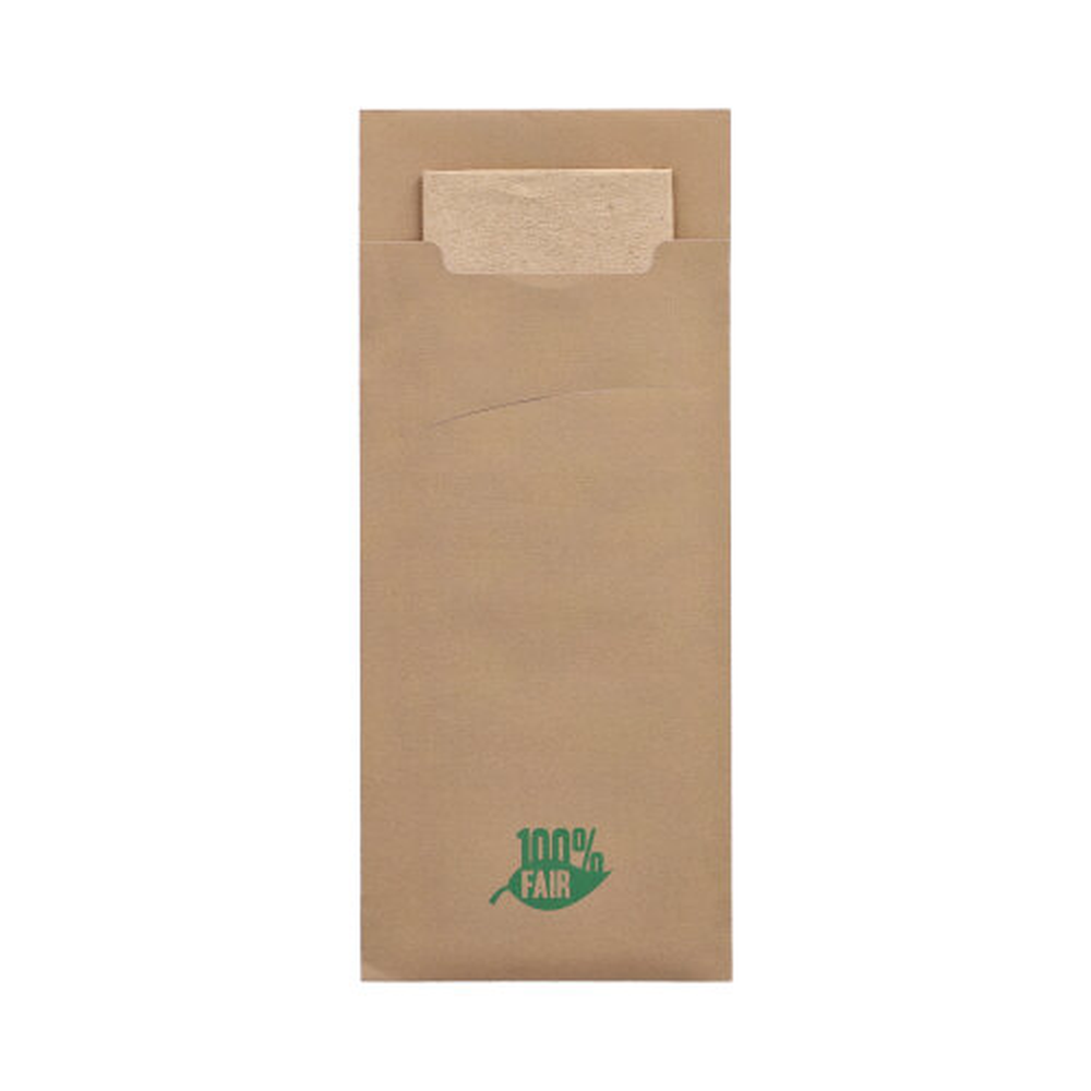 PAPSTAR Bestecktaschen 20 cm x 8,5 cm braun 100% Fair inkl. naturfarbener 