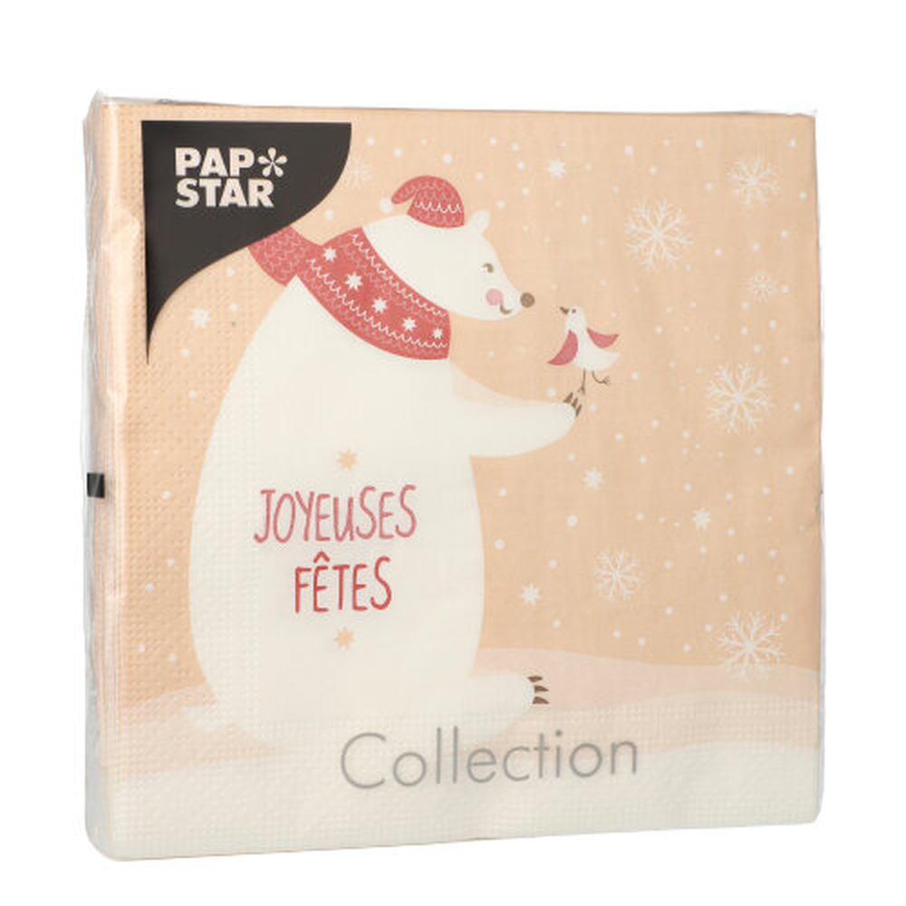 Papstar Servietten, 3-lagig 1/4-Falz 33 cm x 33 cm "Lours Blanc"