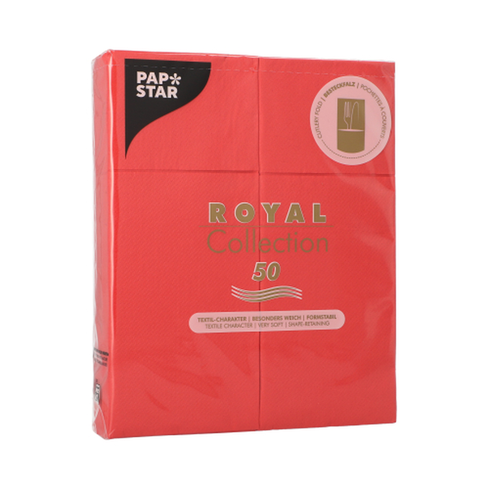 Papstar Servietten "ROYAL Collection" 40 cm x 30 cm rot mit Besteckfalz