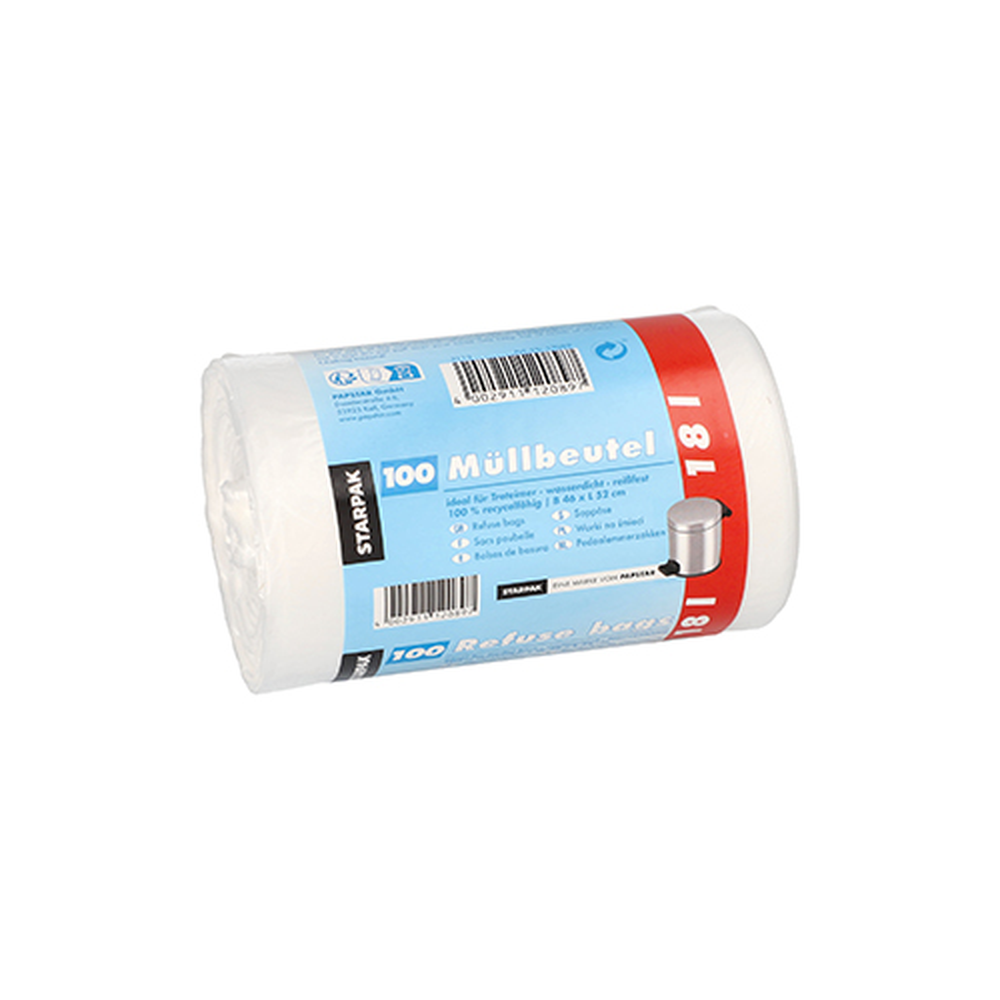 Papstar Müllbeutel, HDPE 18 l 52 cm x 46 cm weiss