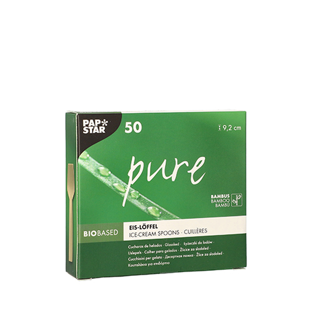 Papstar Eislöffel, Bambus "pure" 9,2 cm