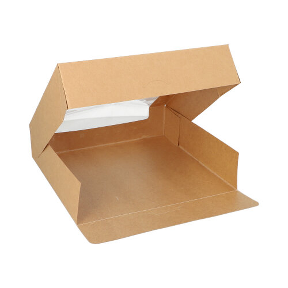 PAPSTAR Tortenkartons mit Deckel eckig 5,5 cm x 23 cm x 23 cm mit Sichtfenste