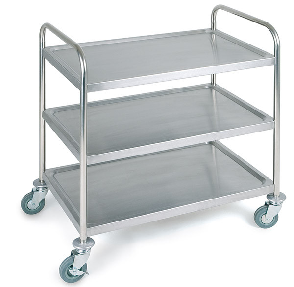 APS Servier- / Transportwagen 91 x 59 cm, H: 93 cm , Edelstahl mattiert, 3 Borde