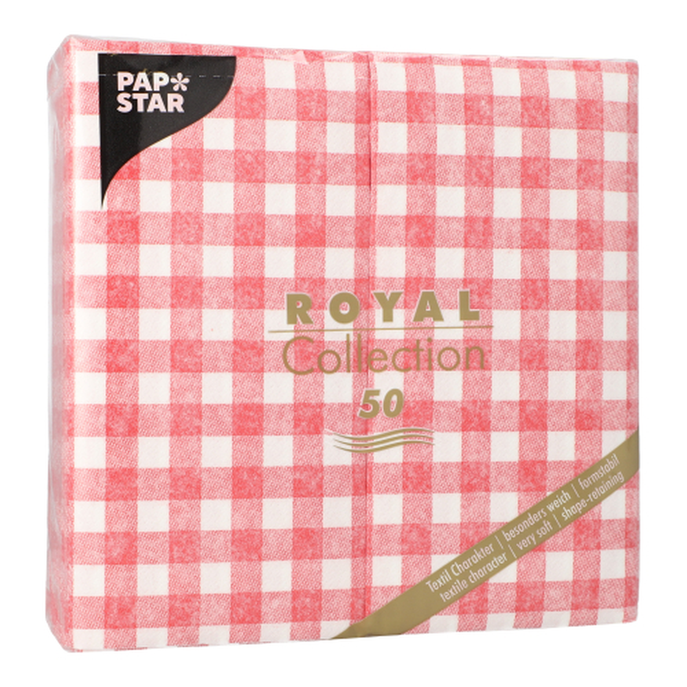 Papstar Servietten "ROYAL Collection" 1/8-Falz 40 cm x 40 cm rot "Vichy Karo"