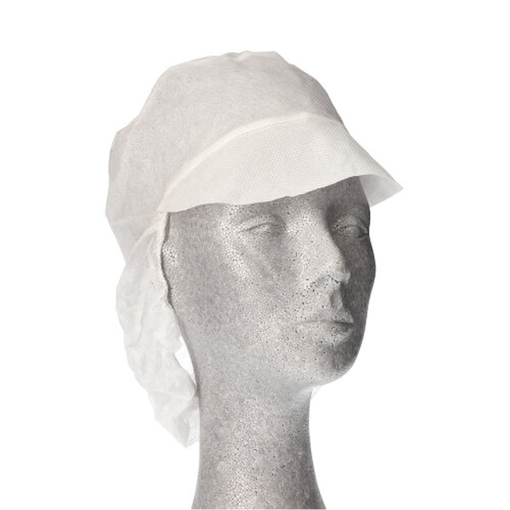 Papstar "WORK-INN/PS" Kappen mit Schirm und Haarnetz, Vlies Ø 30 cm weiss
