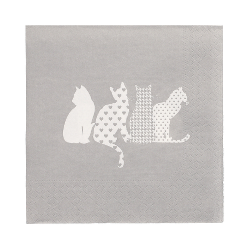 Papstar Servietten, 3-lagig 1/4-Falz 33 cm x 33 cm "Cats"