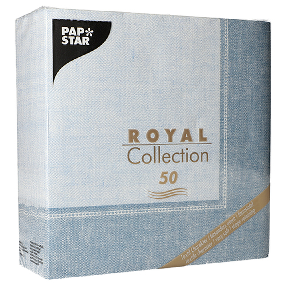 Papstar Servietten "ROYAL Collection" 1/4-Falz 40 cm x 40 cm arktikblau "Linum"