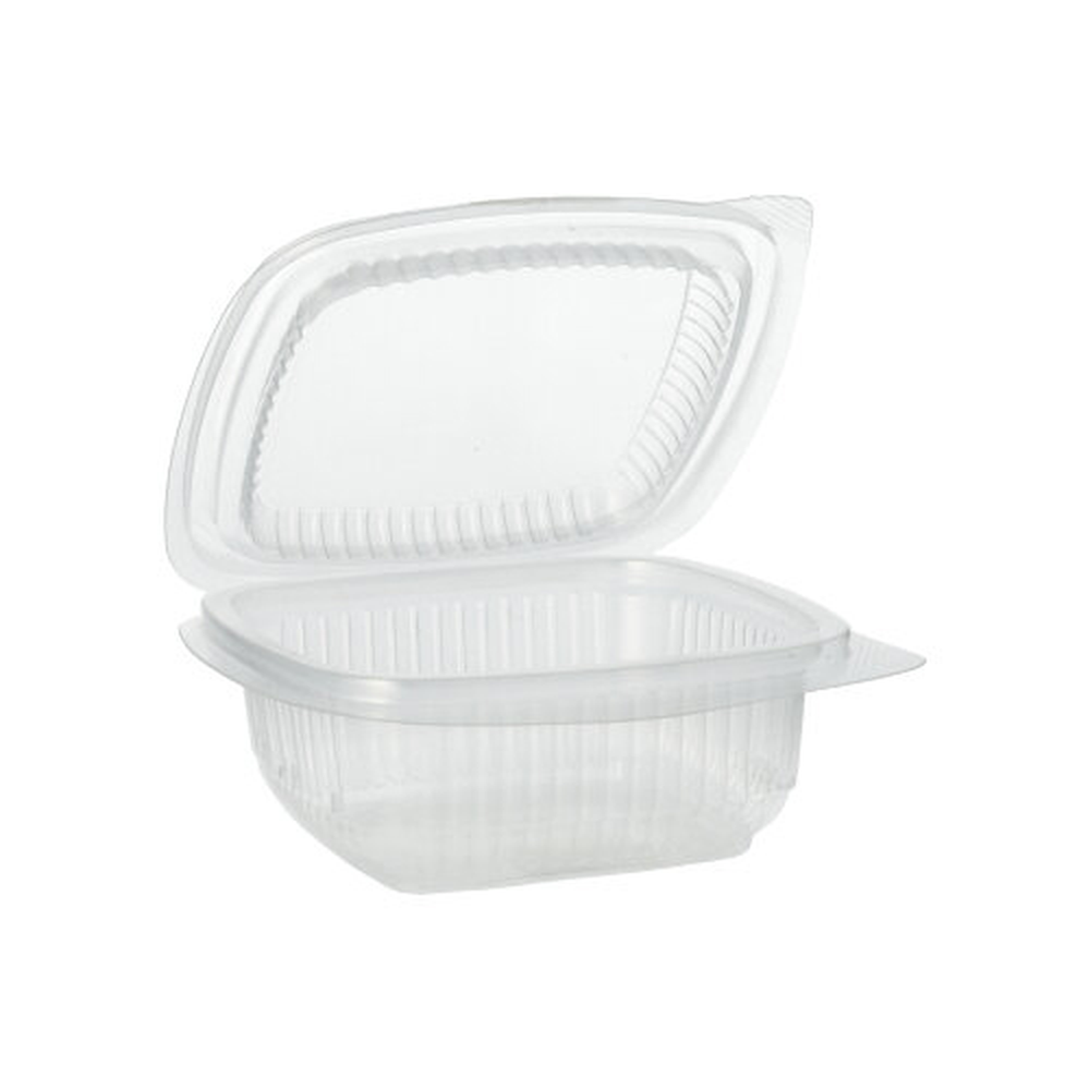 PAPSTAR Verpackungsbecher mit Klappdeckeln, PP rechteckig 250 ml 4,4 cm x 11
