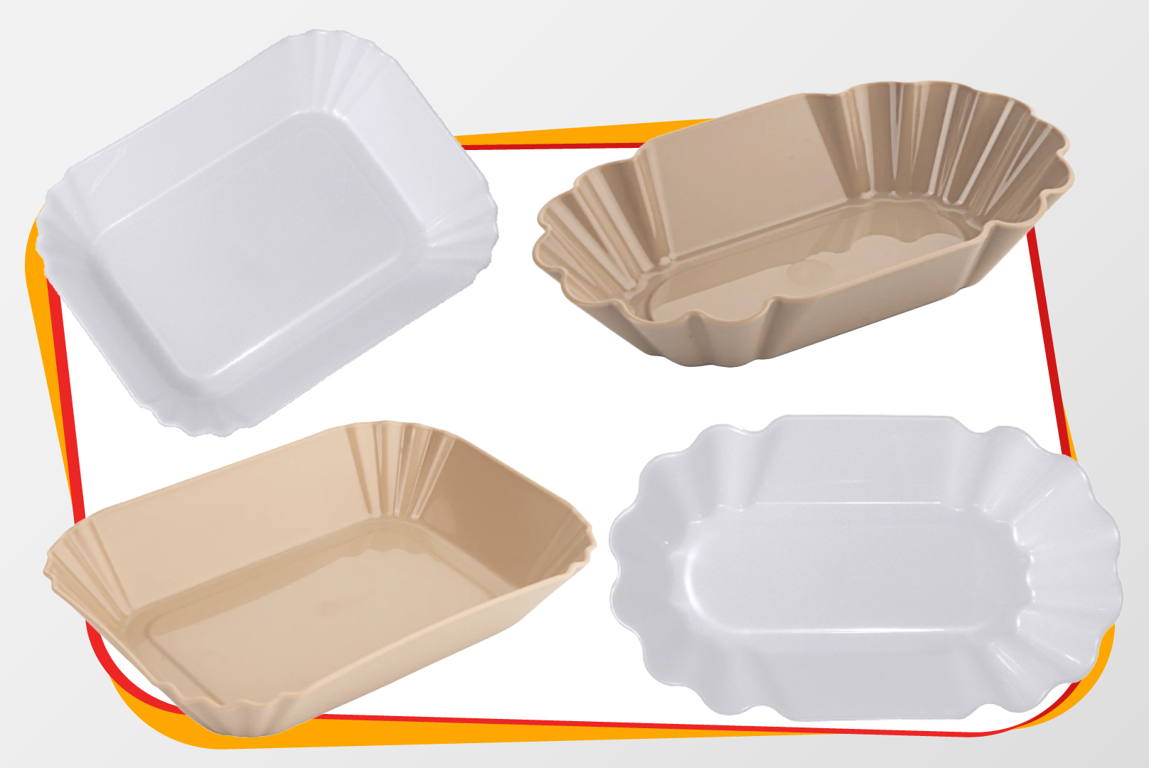 Pappteller, Formenlöffel, Einwegschale, Beige Schale, Kuchenform