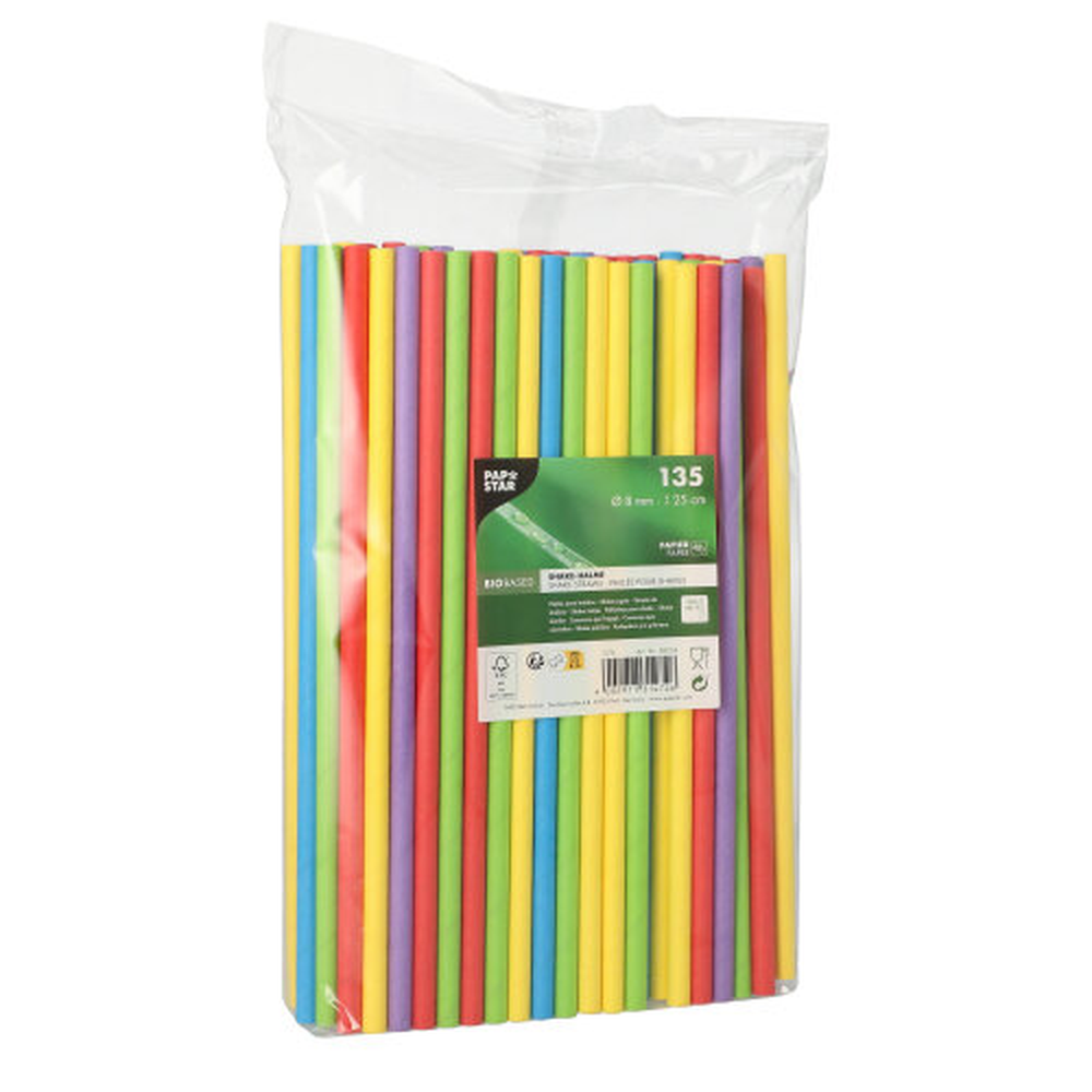 Papstar Shake-Halme, Papier Ø 8 mm · 25 cm farbig sortiert