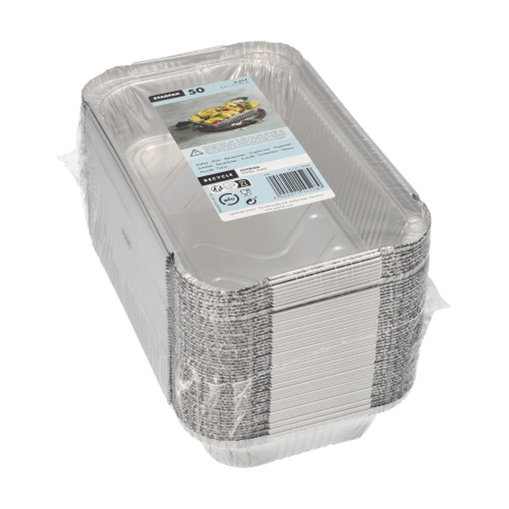 Papstar Schalen, Alu eckig 0,65 l 3,4 cm x 13 cm x 22 cm