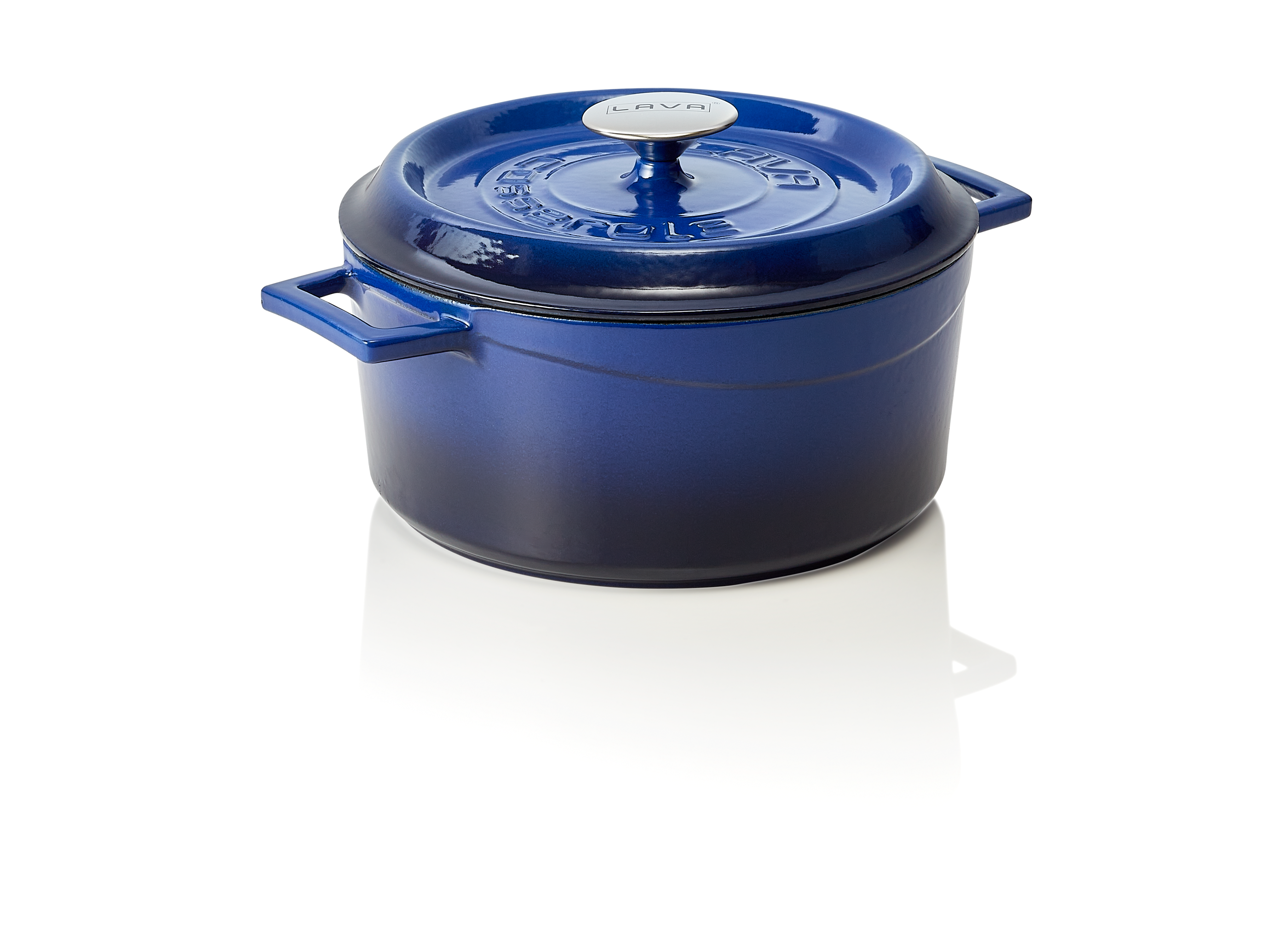 WAS Bräter Ø oben 25 cm Höhe 11,5 cm blau Gusseisen