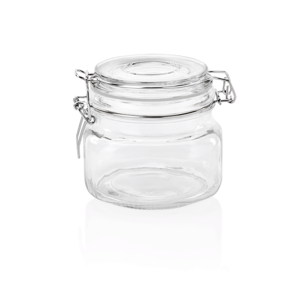 WAS Bügelverschlussglas Set, 0,5 ltr., Ø 11 cm, Höhe 10 cm, Set á 2 Stück, Glas,