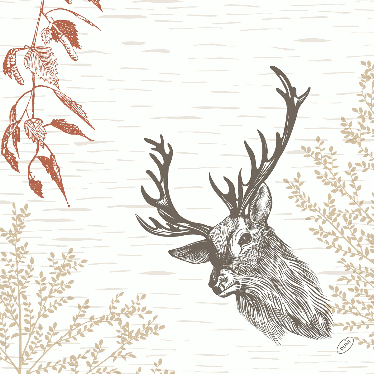 Duni Dunisoft 40x40 cm Wood & Deer 1/4 Falz