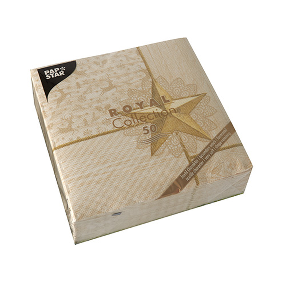 PAPSTAR Servietten ROYAL Collection 1/4-Falz 40 cm x 40 cm champagner Ris