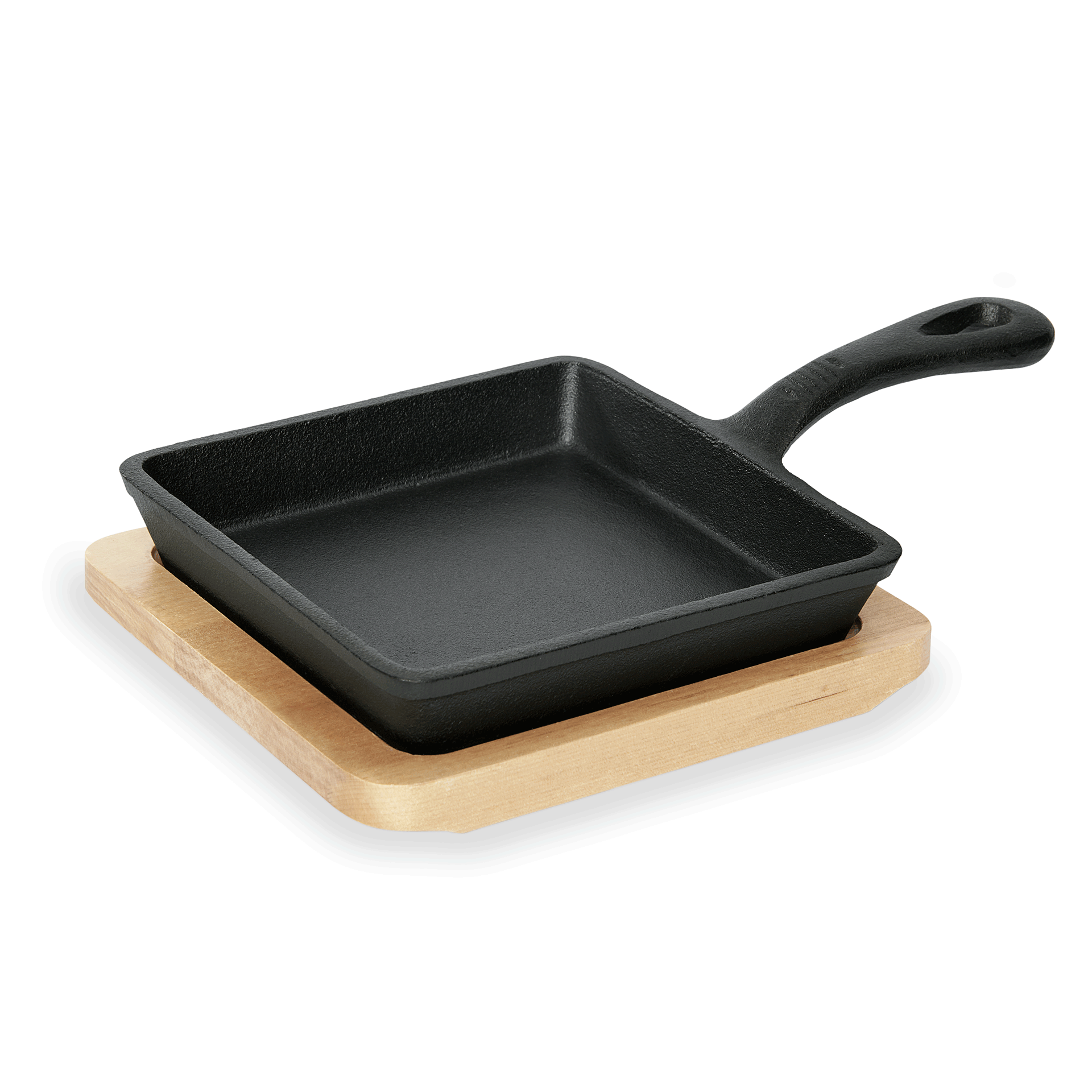 WAS Mini Servierpfanne IRON DINING, mit Holzuntersetzer, 14,5 x 14,5 x 2,5 cm, G