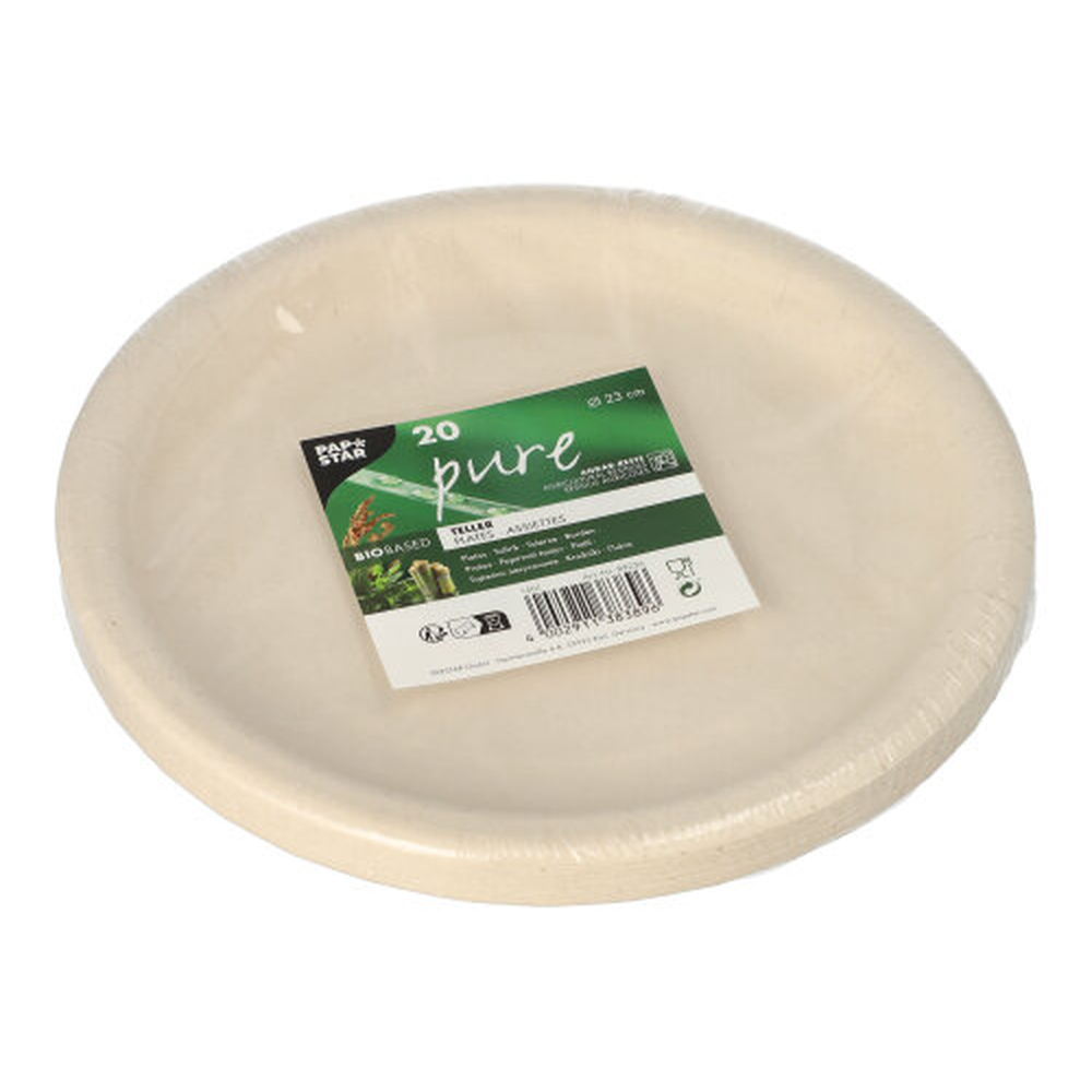 Papstar Teller Agrarreste "pure" rund Ø 23 cm weiss