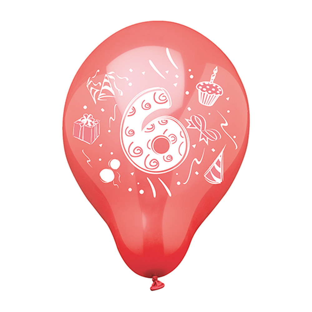 Papstar Zahlenluftballons Ø 25 cm farbig sortiert "6"