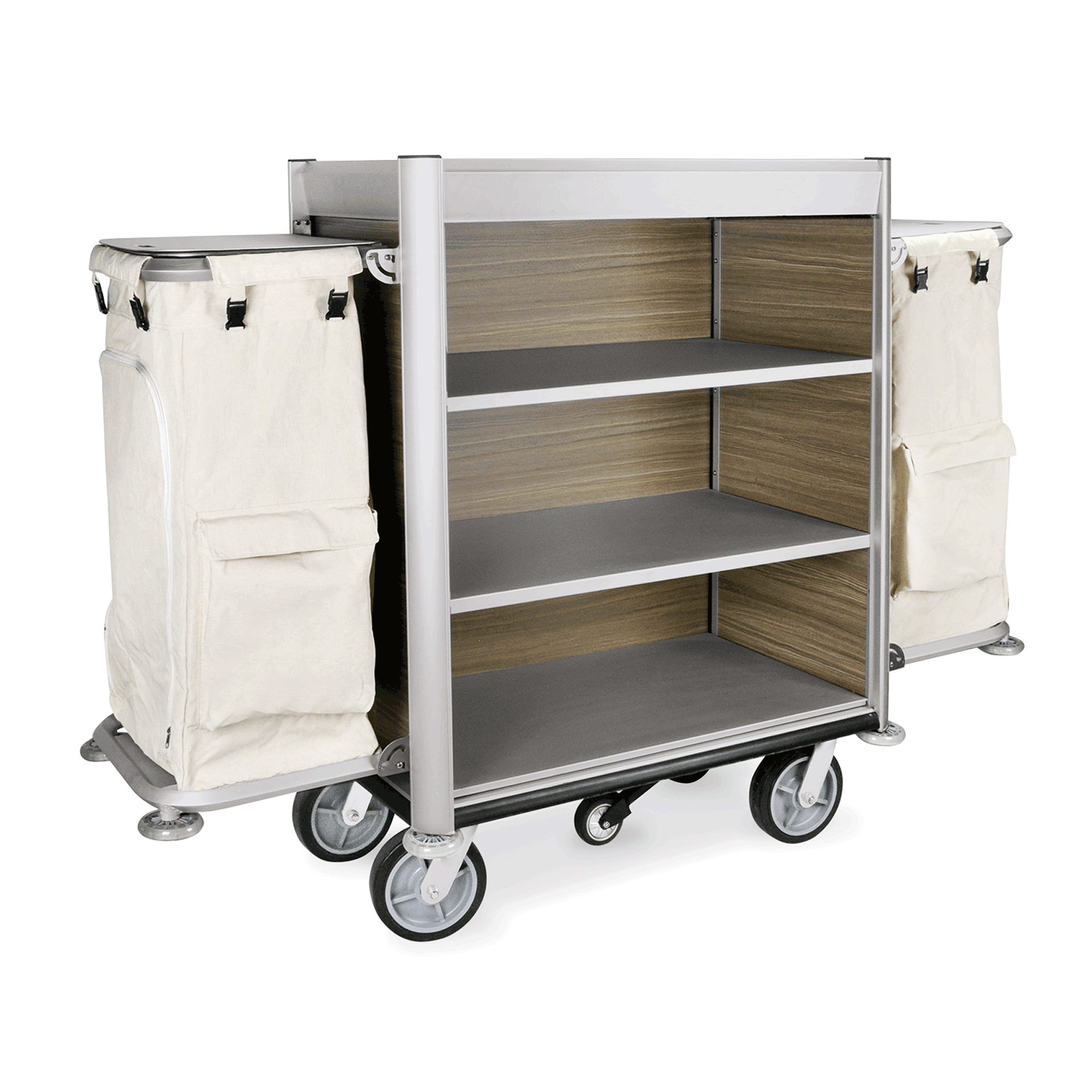 WAS Zimmerservicewagen HEIDI, 190 x 65 x 140 cm, weiß, Aluminium, HPL, Polyester