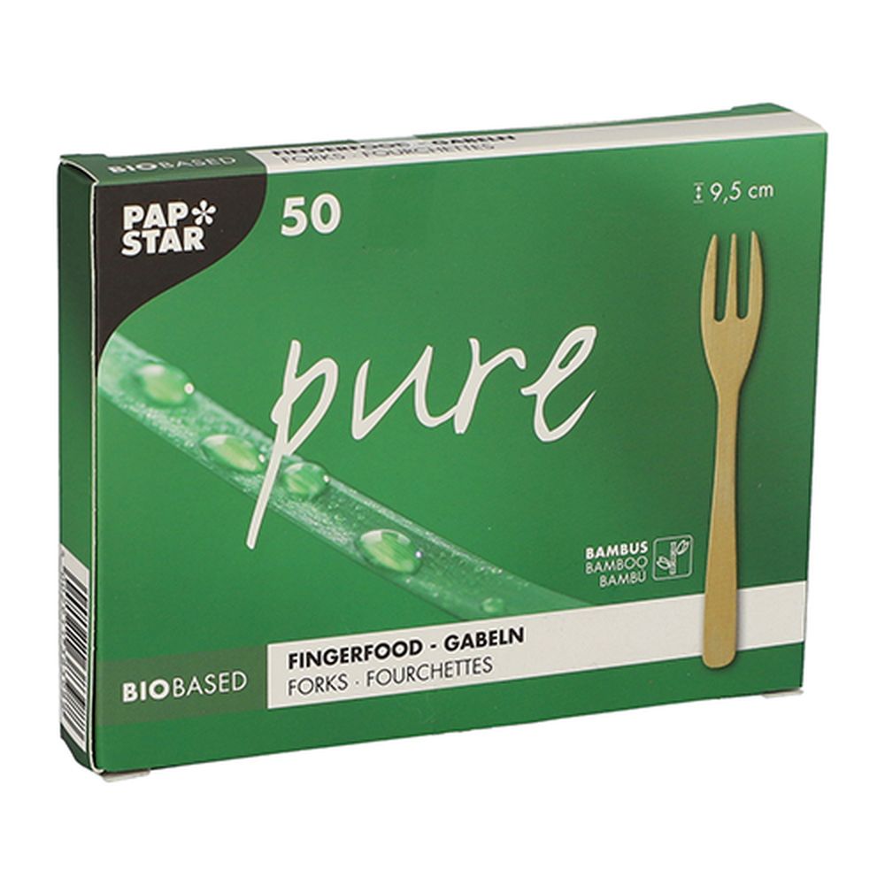 Papstar Fingerfood - Gabeln, Bambus "pure" 9,5 cm