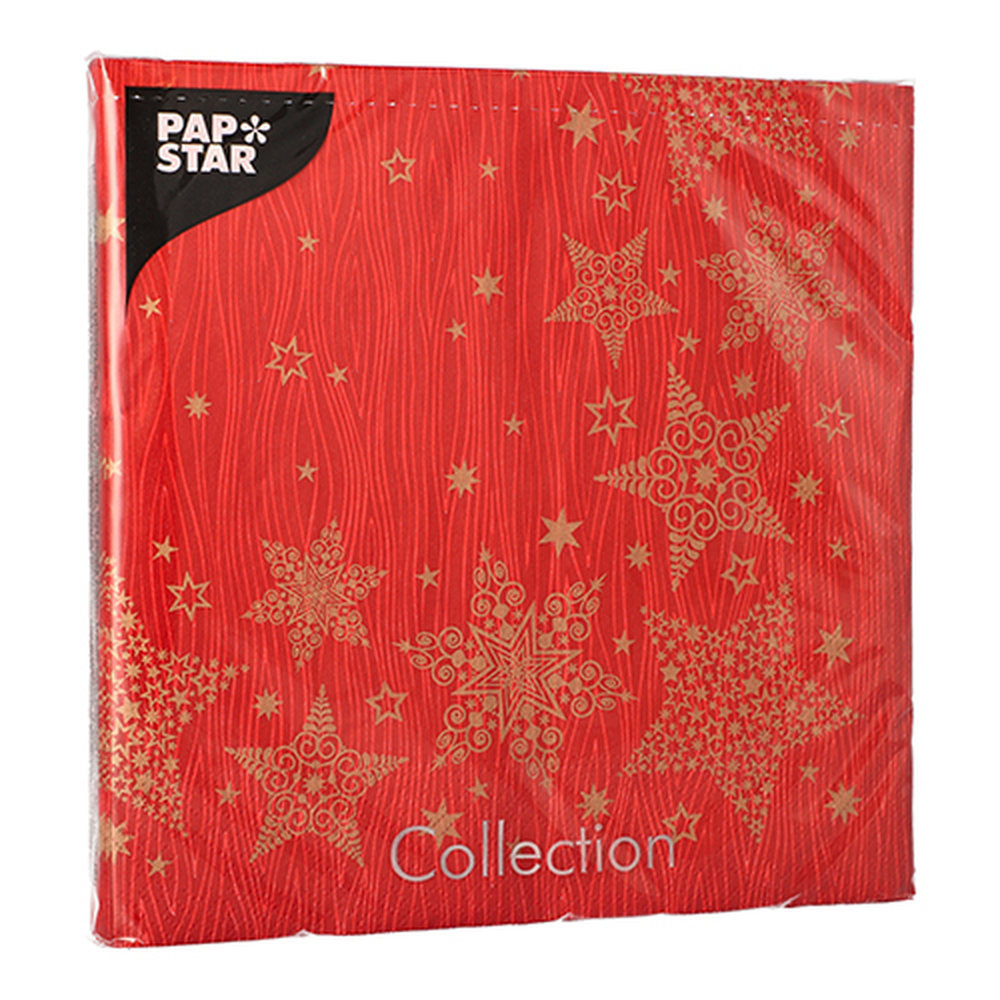 Papstar Servietten, 3-lagig 1/4-Falz 40 cm x 40 cm rot "Christmas Shine"