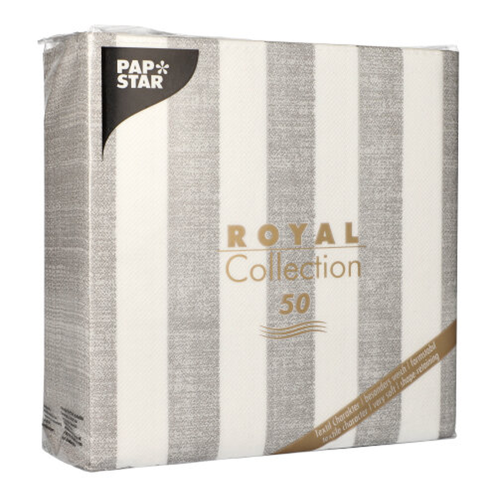 Papstar Servietten "ROYAL Collection" 1/4-Falz 40 cm x 40 cm grau "Lines"