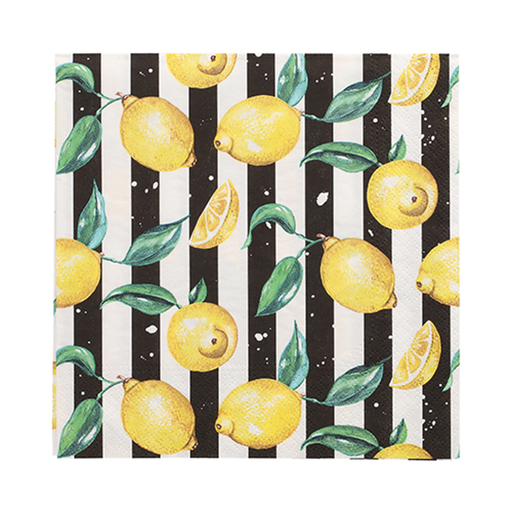 Papstar Servietten, 3-lagig 1/4-Falz 33 cm x 33 cm "Citrus Lines"