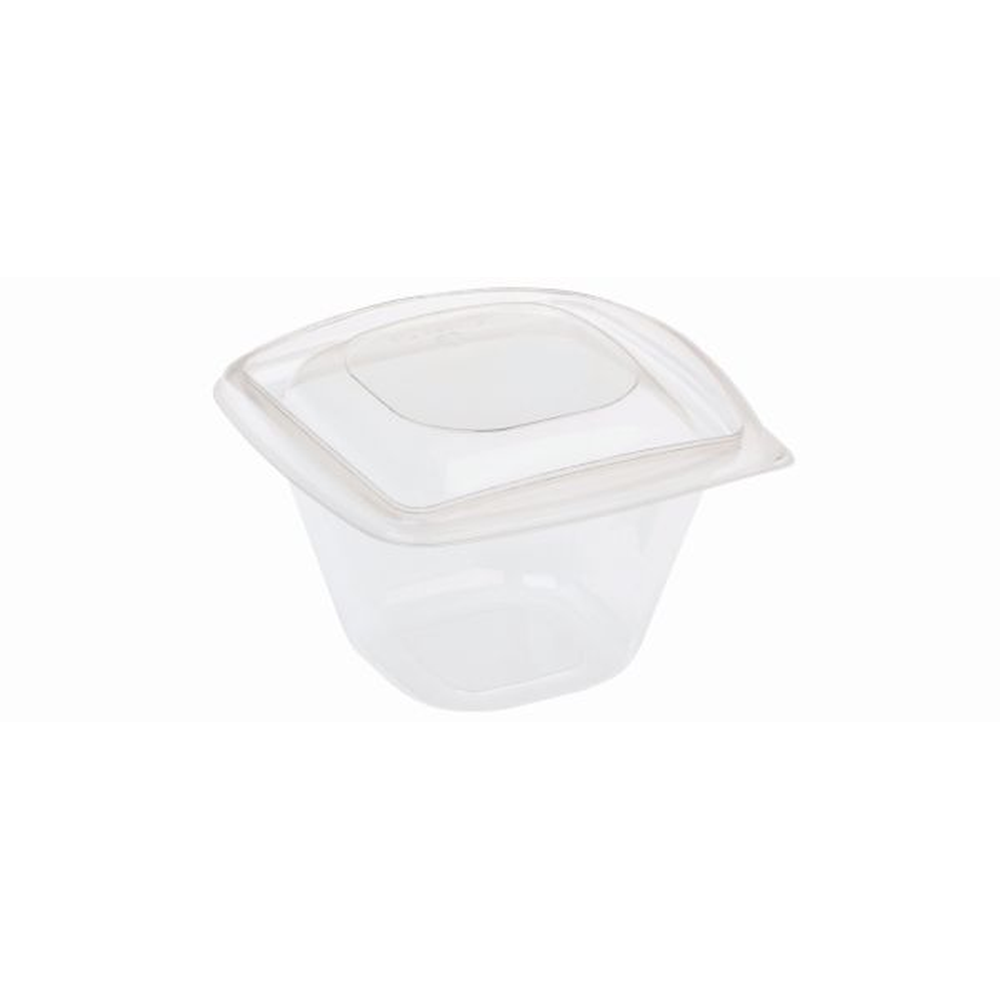 Pacovis Salatschale PLA 480ml transp., 126x126x87mm m.Deckel transp.