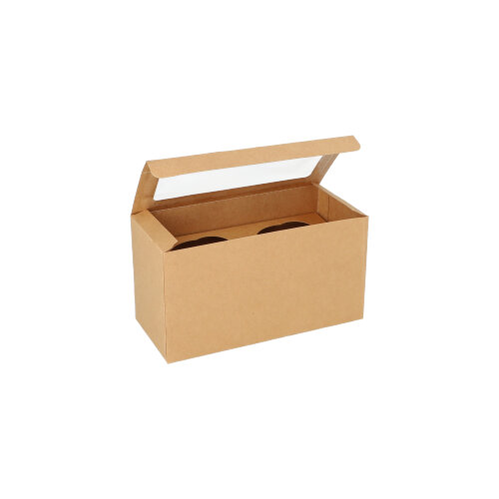 Papstar Cupcake-Kartons eckig 10 cm x 18,5 cm x 8,5 cm mit Sichtfenster aus PLA