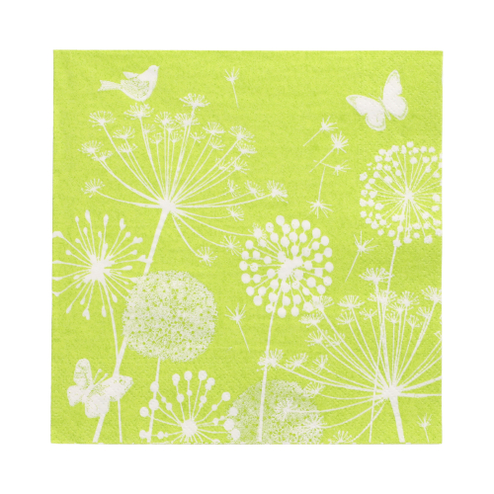 Papstar Servietten, 3-lagig 1/4-Falz 33 cm x 33 cm limonengrün "Meadow"