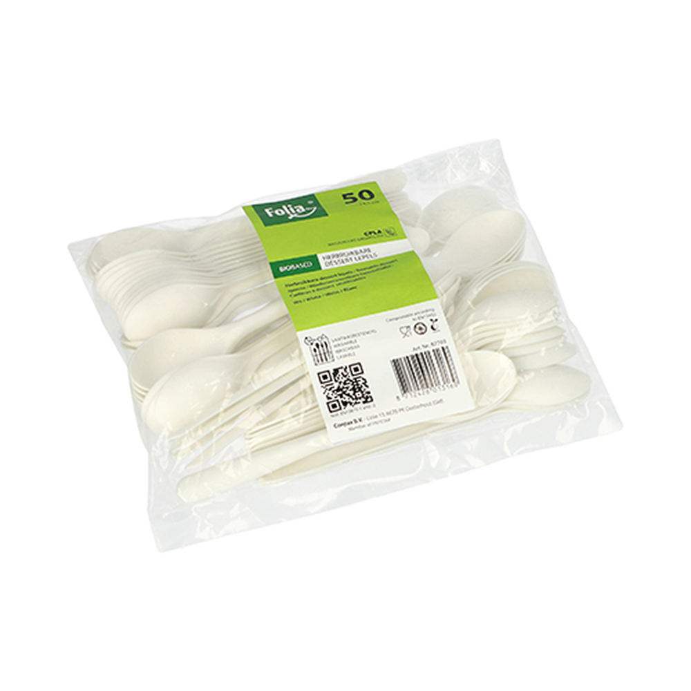 Papstar Kaffeelöffel "Folia" C-PLA 14,5 cm weiss