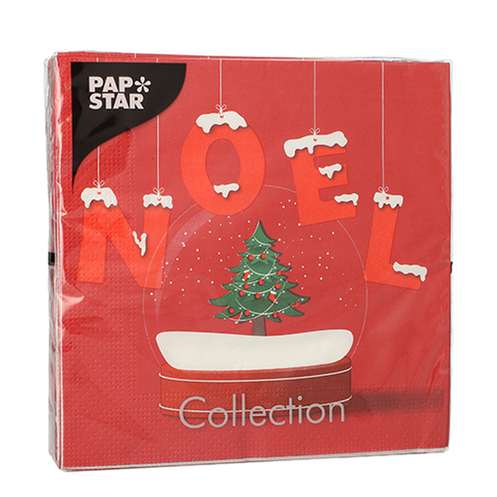 Papstar Servietten, 3-lagig 1/4-Falz 33 cm x 33 cm "Noel Enneige"