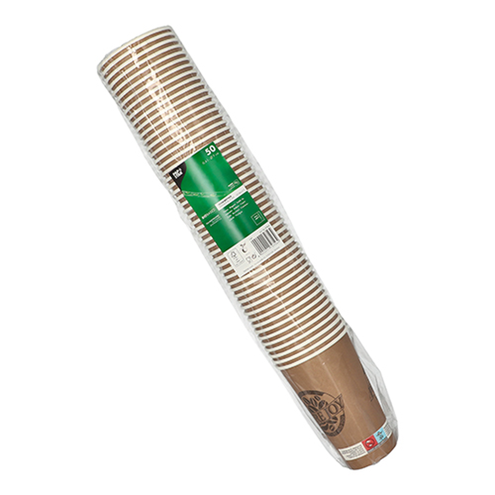 Papstar Trinkbecher, Pappe 0,4 l Ø 9 cm · 13,9 cm braun "Pure Joy"