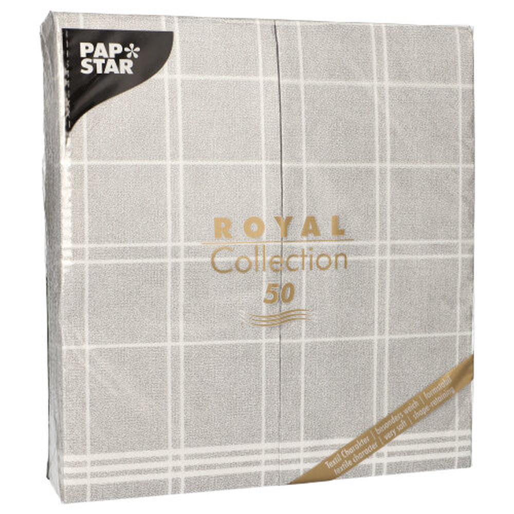 PAPSTAR Servietten ROYAL Collection 1/6-Falz 48 cm x 33 cm grau Kitchen C