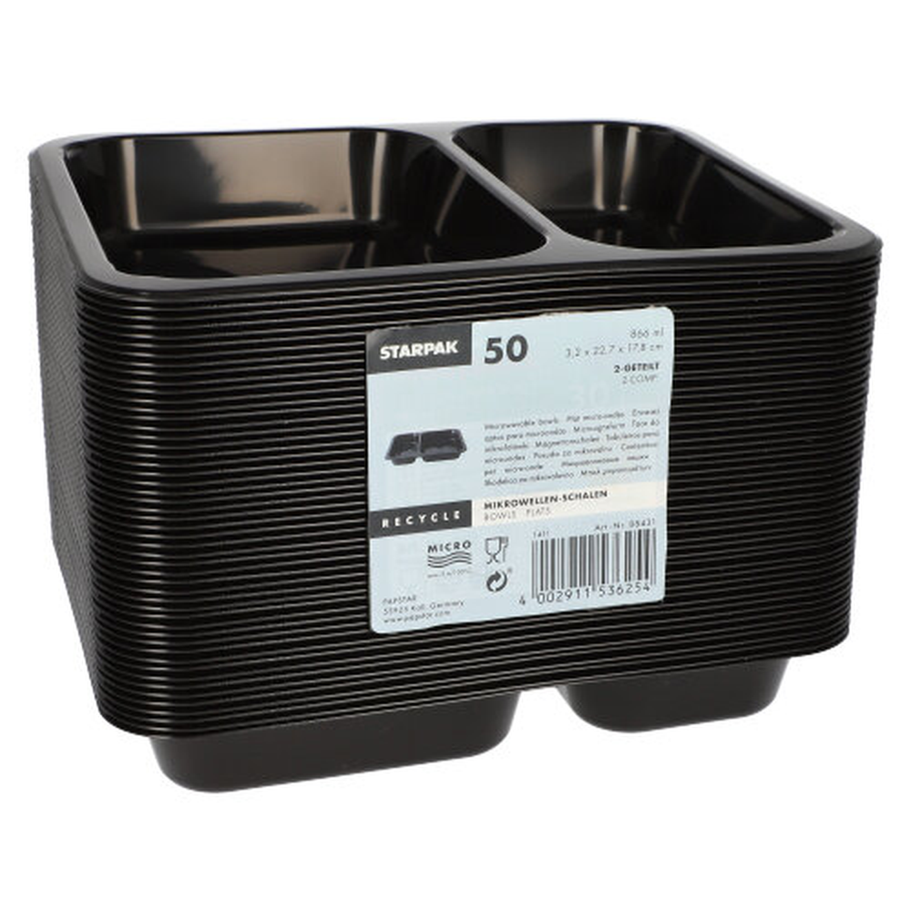 PAPSTAR Mikrowellenschalen, PP 2-geteilt 866 ml 3,2 cm x 22,7 cm x 17,8 cm sc