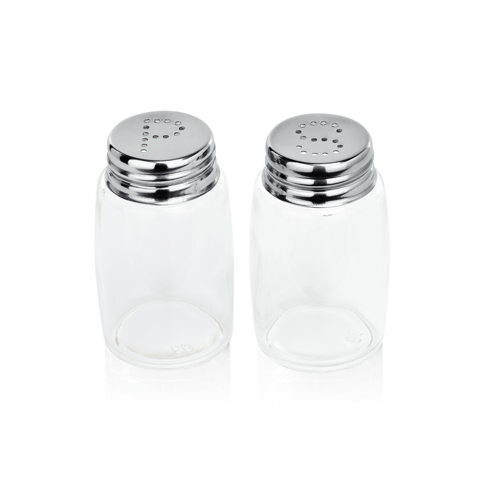 WAS Salz-/Pfefferstreuer Set, Ø 4 cm, Höhe 7 cm, Edelstahl, Glas