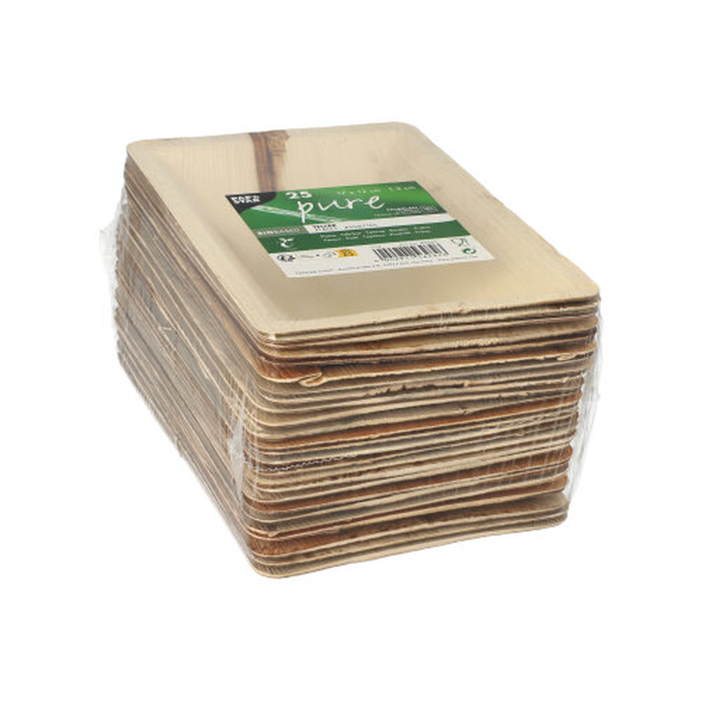 Papstar Teller Palmblatt "pure" eckig 3 cm x 17 cm x 12 cm natur