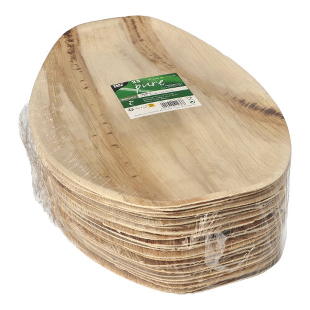 Papstar Tabletts, Palmblatt "pure" oval 37 cm x 25 cm x 3 cm