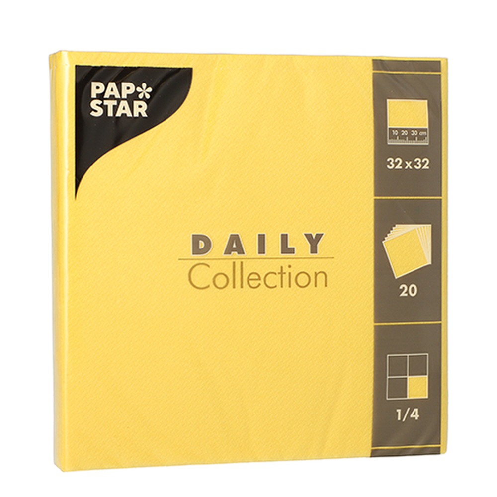 Papstar Servietten "DAILY Collection" 1/4-Falz 32 cm x 32 cm gelb