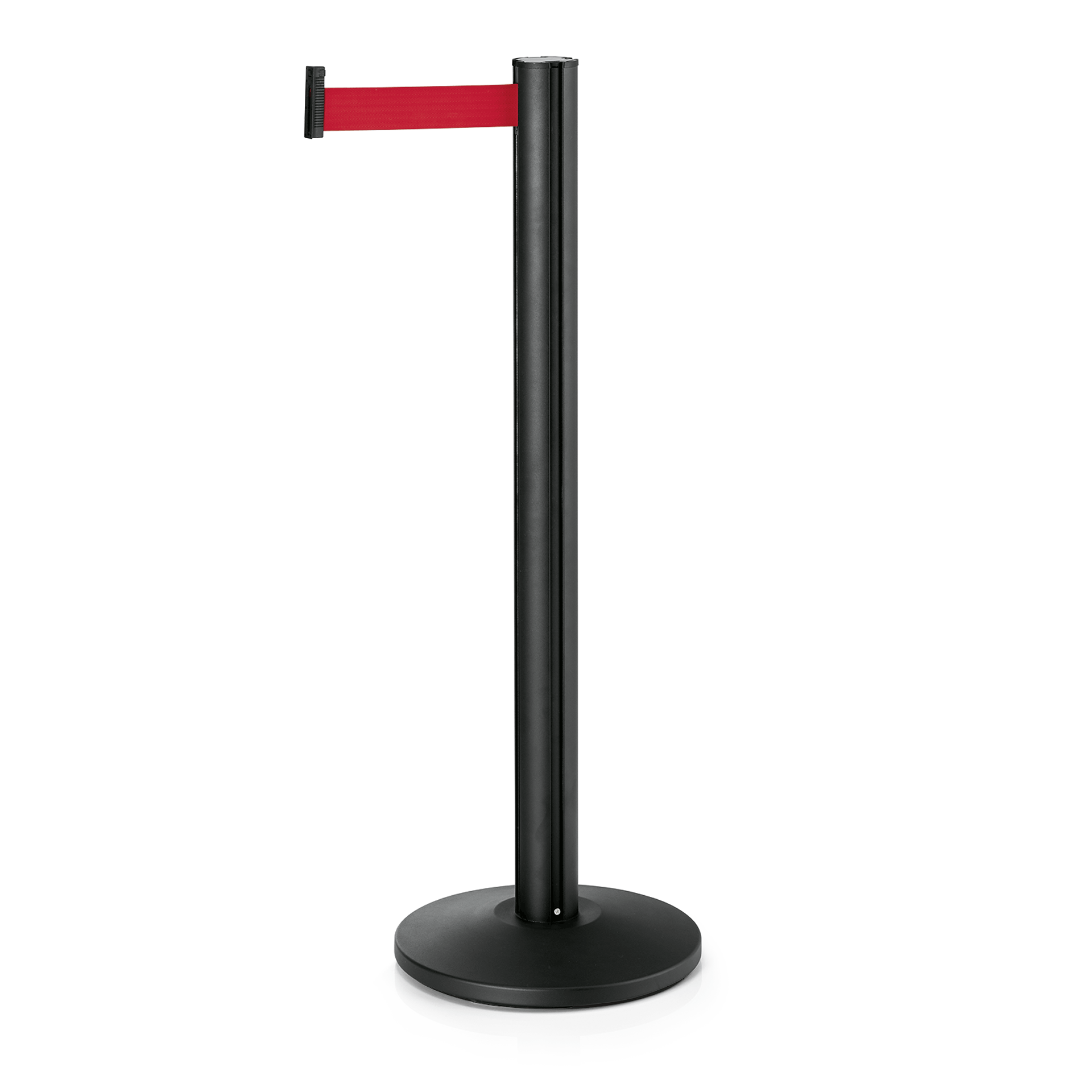 WAS Abgrenzungspfosten Joinflex mit Gurtband rot, 3 m, Edelstahl, schwarz pulver