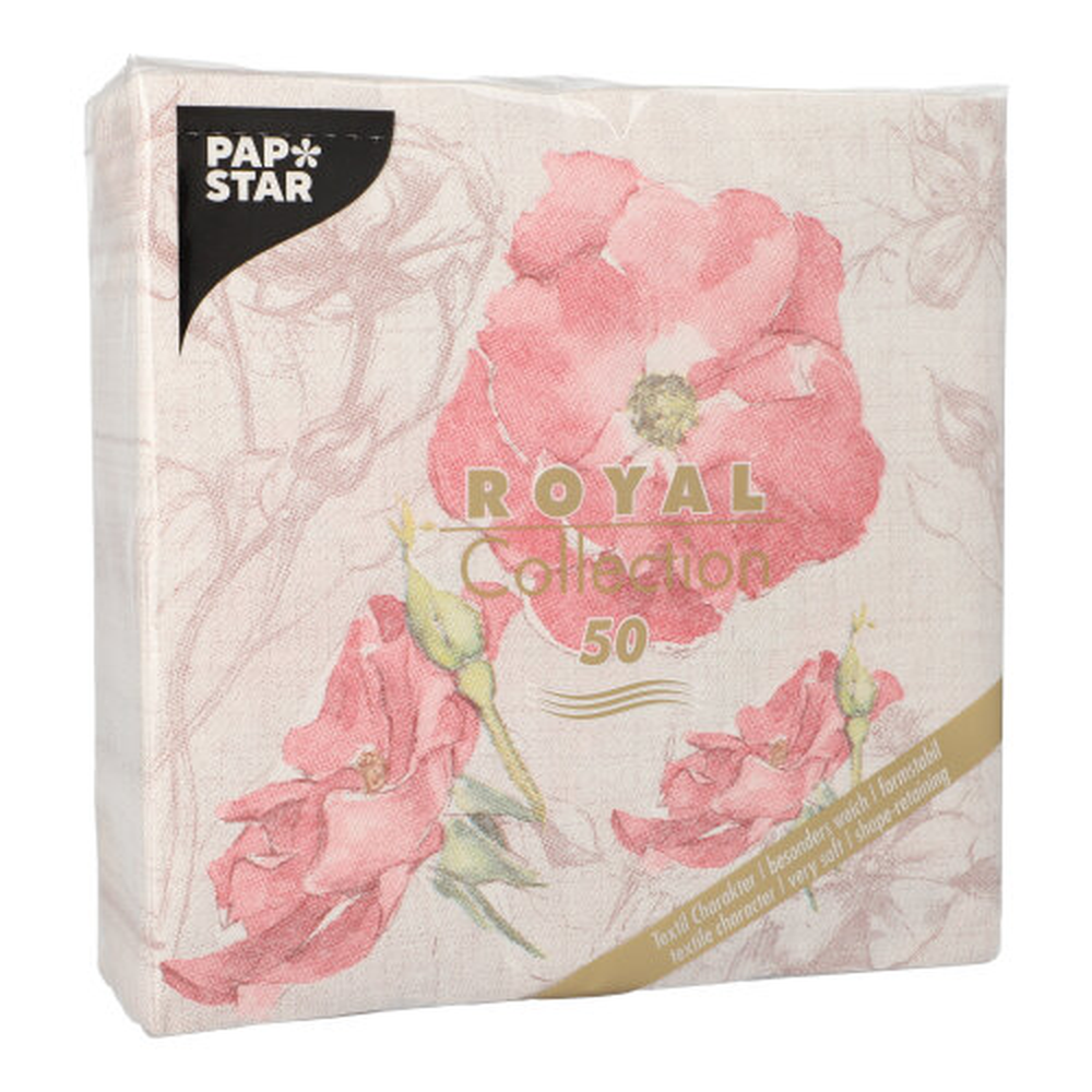 Papstar Servietten "ROYAL Collection" 1/4-Falz 40 cm x 40 cm rosa "Blossom"