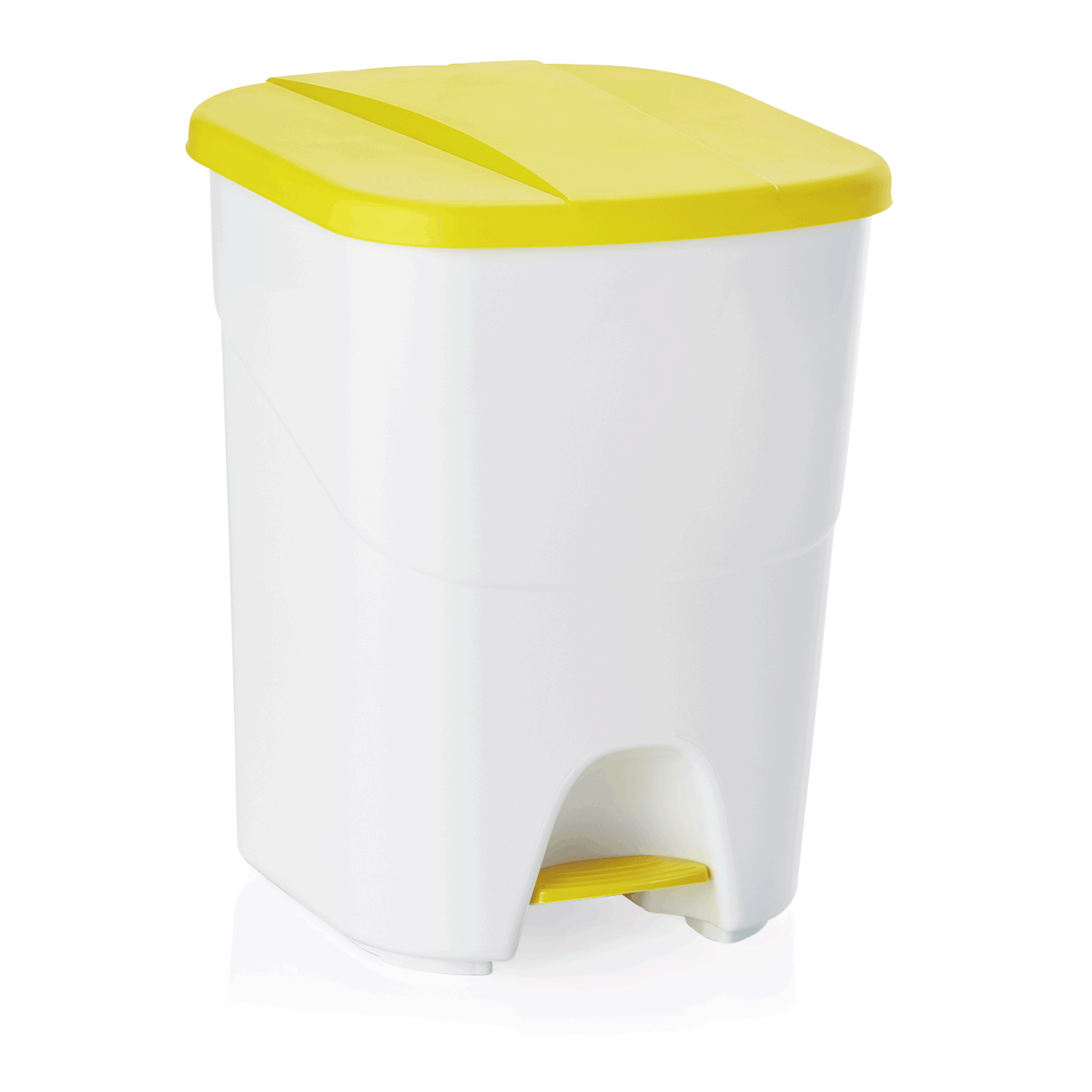 WAS Tretabfallbehälter mit gelbem Deckel, 40 ltr., 35 x 38,5 x 45,5 cm, Polyprop